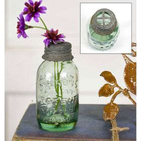 Small Mason Jar With Flower Frog - Box Of 6