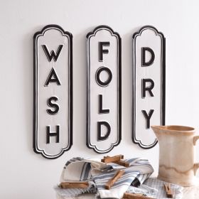 Set Of Three Wash Dry Fold Signs