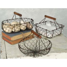 Set Of Three Chicken Wire Baskets