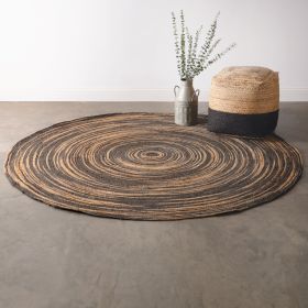 Natural And Black Swirl Jute Rug