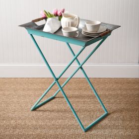 Antiqued Metal Folding Tray Table