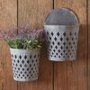 Set Of Two Open Weave Wall Hanging Buckets