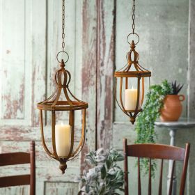 Set Of Two Rustic Finial Lanterns