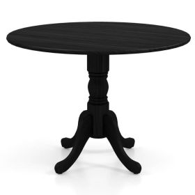 Black Solid Wood 40-inch Round Kitchen Dining Table - Rustic Farmhouse