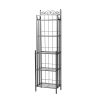 Narrow Wrought Iron Bakers Rack with 5 Shelves