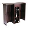 9 Bottle Walnut Wine Bottle Rack Mini Bar Expandable Counter