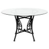 48-inch Round Glass Dining Table with Black Metal Frame