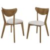 Set of 2 - Mid-Century Modern Wood Dining Chair with Faux Leather Seat