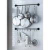 Set of 2 - Black Metal Wall Mounted Pot Rack with 20 Hanging Hooks