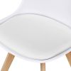 Set of 4 Modern White Shell Dining Chair Upholstered Padded Seat w/ Beechwood  Legs