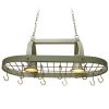 Rustic 2 Light 10 Hook Ceiling Mounted Hanging Pot Rack in Slate Gray