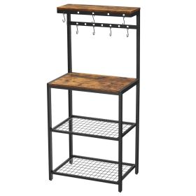 Modern Industrial Metal Wood Bakers Rack with Microwave Shelf