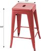 Set of 4 - 24-in. Indoor/Outdoor Backless Stacking Red Metal Barstools