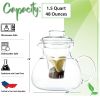 1.5 Quart Stovetop Clear Glass Teapot Kettle with Infuser and Lid