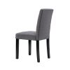 Set of 2 - Grey Fabric Dining Chairs with Black Wood Legs