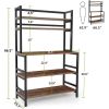 Industrial Modern Kitchen Bakers Rack Brown Woodgrain Sturdy Metal Frame