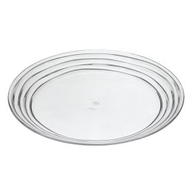 Designer Swirl 12" Acrylic Dinner Plates Set of 4, Crystal Clear Plastic Plates Reusable