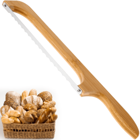 CIVG Bread Slicer Serrated Bread Knife Wooden Bread Bow Knives Cutter for Homemade Bread 15.7in Stainless Steel Bread Cutting Tool Easy Grip Handle fo