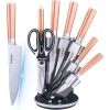 Kitchen Knife Set, 8-Piece Rose Gold Ultra Sharp Stainless Steel Knife Block Set, Professional Chef Knife Set with Accessories for Kitchen, Gift for W