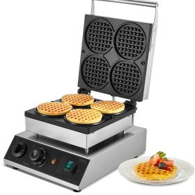 VEVOR 4PCS Commercial Waffle Maker Round Waffle Iron Machine 1750W Non-Stick