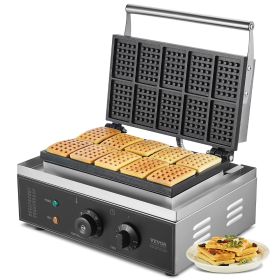 VEVOR 10PCS Commercial Waffle Maker Rectangle Waffle Baker Machine 1550W