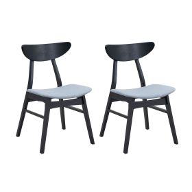 Wooden Dining Chairs Set of 2, Modern Soft Upholstered Kitchen Side Chairs,Wooden Frame Kitchen Chairs for Dining Room,Living Room,Restaurant,Black