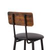 Bar Table Set with 4 Bar stools PU Soft seat with backrest, Rustic Brown, 47.24'' L x 23.62'' W x 35.43'' H