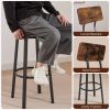 Swivel bar stool set of 2 with backrest, industrial style, metal frame, 29.5'' high for dining room. Rustic Brown, 13.4''w x 40.5''h.