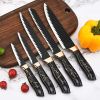 Knife Set for Kitchen, 6-Pieces Black Ultra Sharp Chef Knife Set with Ripple Blade, Marbling Handle Cooking Knife Set with Acrylic Stand for Home Rest