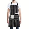 1pc Black Apron, Unisex Adjustable Bib Apron With 2 Pockets, Cooking Kitchen Apron For Women Men, Kitchen BBQ Apron, Cotton Linen Chef Apron For Cooki