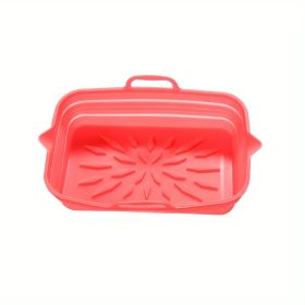 Rectangular Air Fryer Liners; Foldable Silicone Tray; Air Fryer Accessories; Reusable Grill Plate; Heat Resistant Microwave Silicone Plate; Home Kitch (Quantity: 2.0, Color: Red)