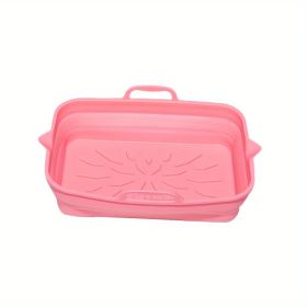 Rectangular Air Fryer Liners; Foldable Silicone Tray; Air Fryer Accessories; Reusable Grill Plate; Heat Resistant Microwave Silicone Plate; Home Kitch (Quantity: 2.0, Color: Pink)