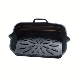 Rectangular Air Fryer Liners; Foldable Silicone Tray; Air Fryer Accessories; Reusable Grill Plate; Heat Resistant Microwave Silicone Plate; Home Kitch (Quantity: 2.0, Color: Black)