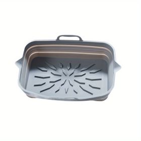 Rectangular Air Fryer Liners; Foldable Silicone Tray; Air Fryer Accessories; Reusable Grill Plate; Heat Resistant Microwave Silicone Plate; Home Kitch (Quantity: 2.0, Color: Grey)