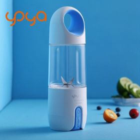 Fruit Juicer Blender Juice Cup Mini Electric USB Portable Rechargeable Travel High Quality 480ml 4 Blades (Color: Blue)