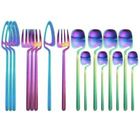 Desserts Soup Coffee Use 16pcs Table Decor Cutlery Sets (Color: Multicolor, type: Flatware Set)