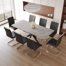 Scalable Dining Table Table Set for 6-8 Person for Dining Room (Color: as Pic)