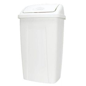 13 Gallon Trash Can, Plastic Swing Top Kitchen Trash Can (Color: White)