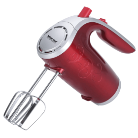 Better Chef 5-Speed 150W Hand Mixer with Silver Accents and Storage Clip (Color: Red)