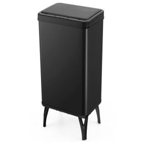 13.2 Gallon Stainless Steel Trash Can with Stay-on Lid and Soft Closure (Color: Black)