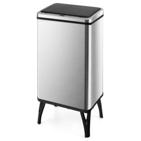 13.2 Gallon Stainless Steel Trash Can with Stay-on Lid and Soft Closure (Color: Silver)