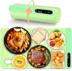 Silicone Electric Roll Up Heating Tray Food Warmers Mat Portable Hot Plates to Keep Food Warm (Color: WM-Citron)